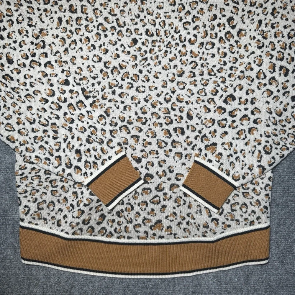 Veronica Beard Leopard Cheetah Print V-neck Pullover Sweater S Merino Wool Blend - Picture 11 of 13